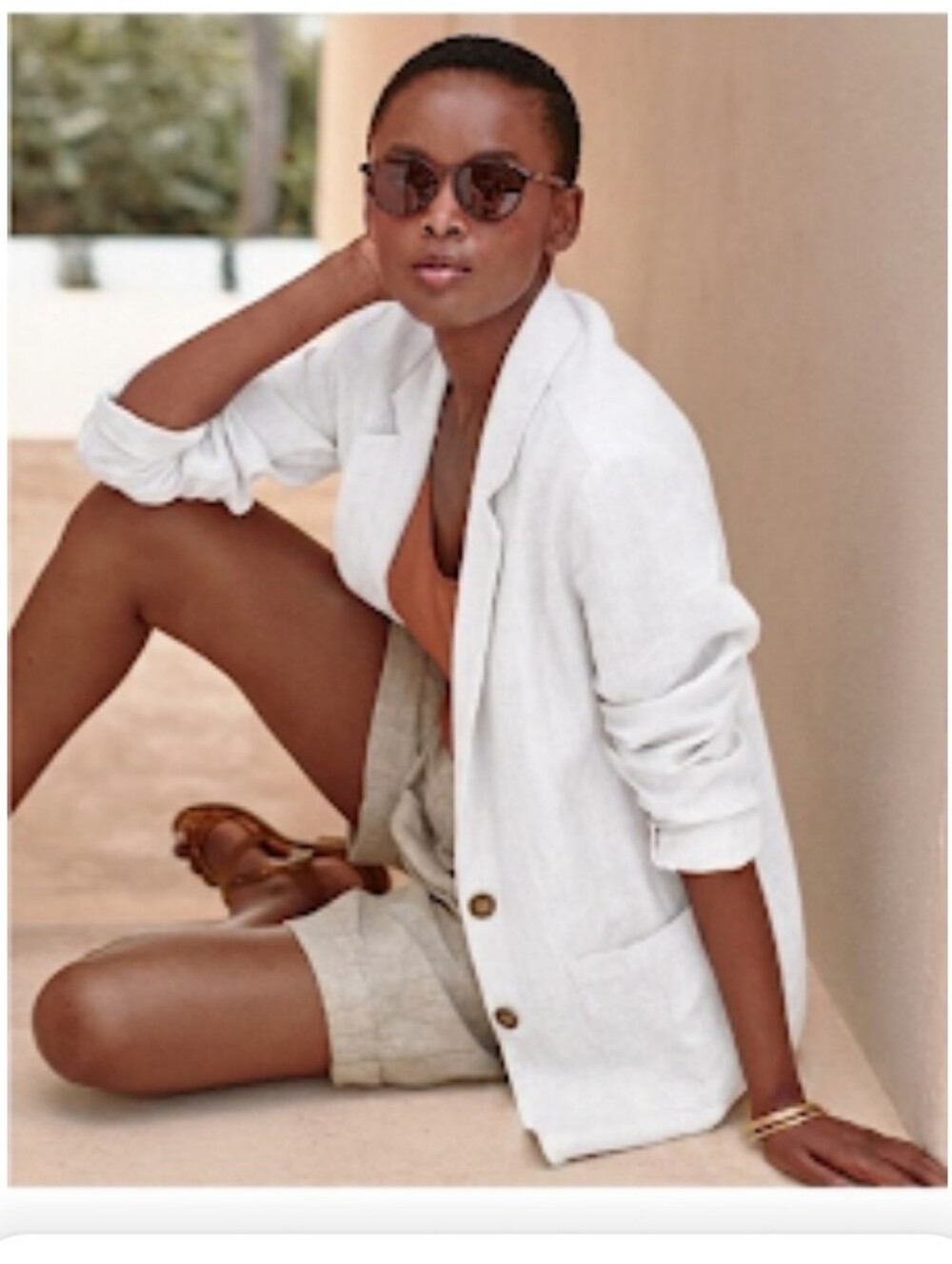 NWOT Garnet Hill Washed Linen White Blazer Size